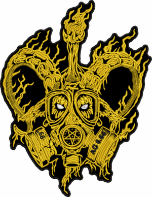 archgoat gas masked goat ii gold back patch