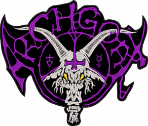 archgoat purple and white logo back patch