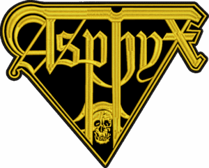 asphyx gold logo back patch
