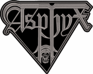 asphyx gray logo back patch