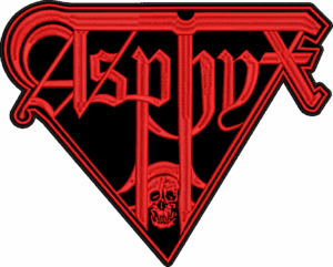 asphyx red logo back patch