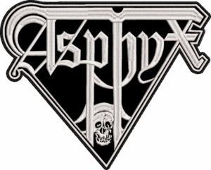 asphyx white logo back patch