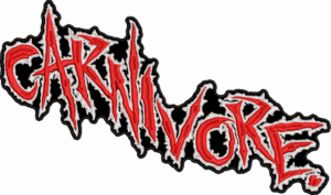 carnivore red and white logo back patch