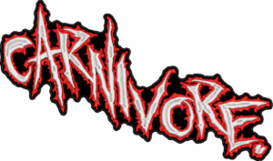carnivore white and red logo back patch