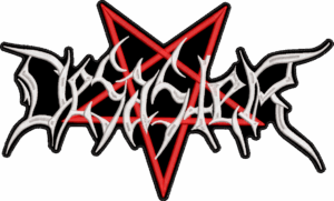 desaster red and white logo back patch