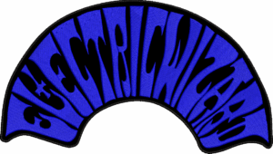 electric wizard blue half round logo back patch