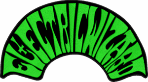 electric wizard neon green half round logo back patch