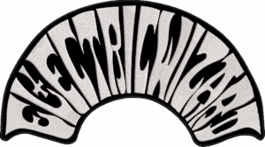 electric wizard white half round logo back patch