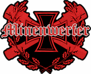 minenwerfer red and white logo contour back patch